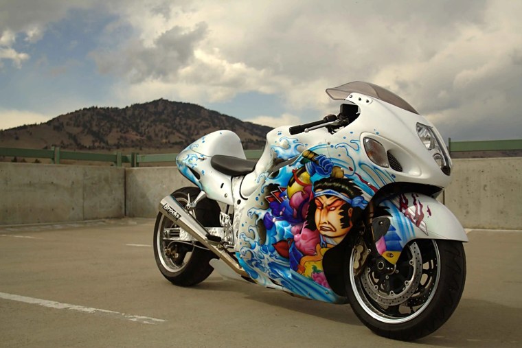 Мотоциклист акварель