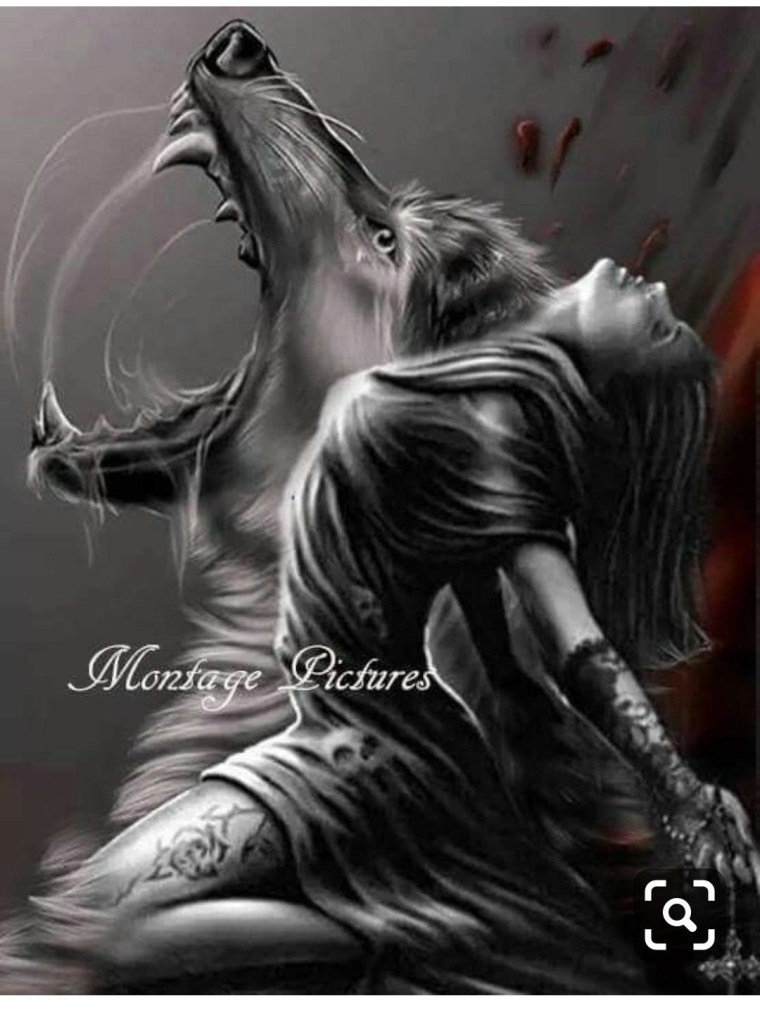 Оборотень обнимает девушку