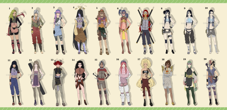 Одежда Куноичи из Наруто референсы