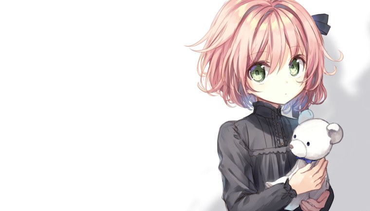 Wallpaper anime girl Teddy Bear Sad