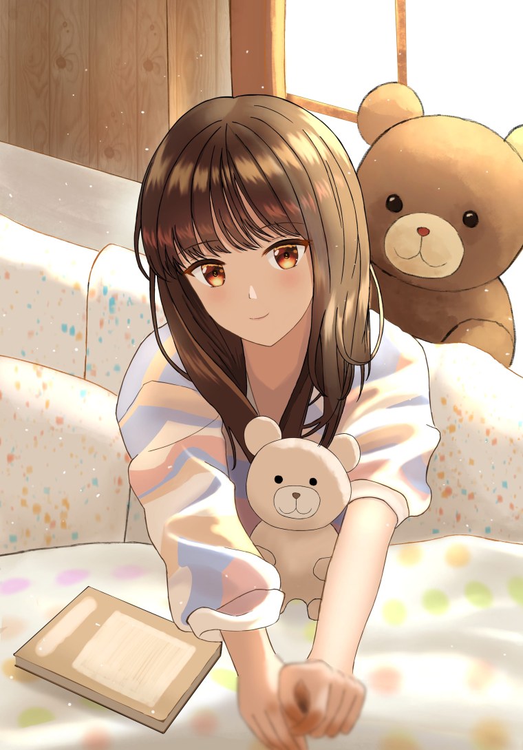 Аниме девочка с мишкой