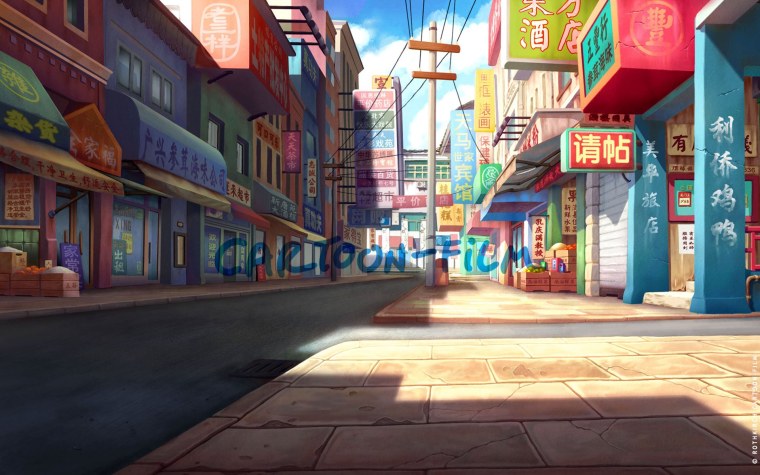 Аниме улица с людьми