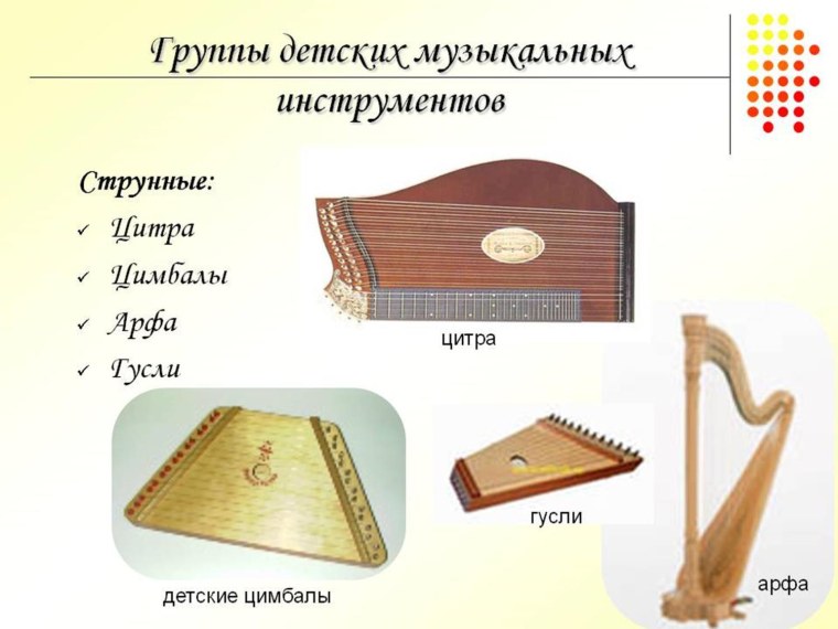 Струнные детские музыкальные инструменты