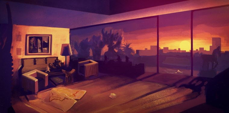 Закат в комнате