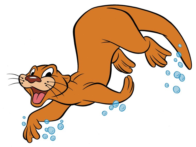 Выдра с детьми