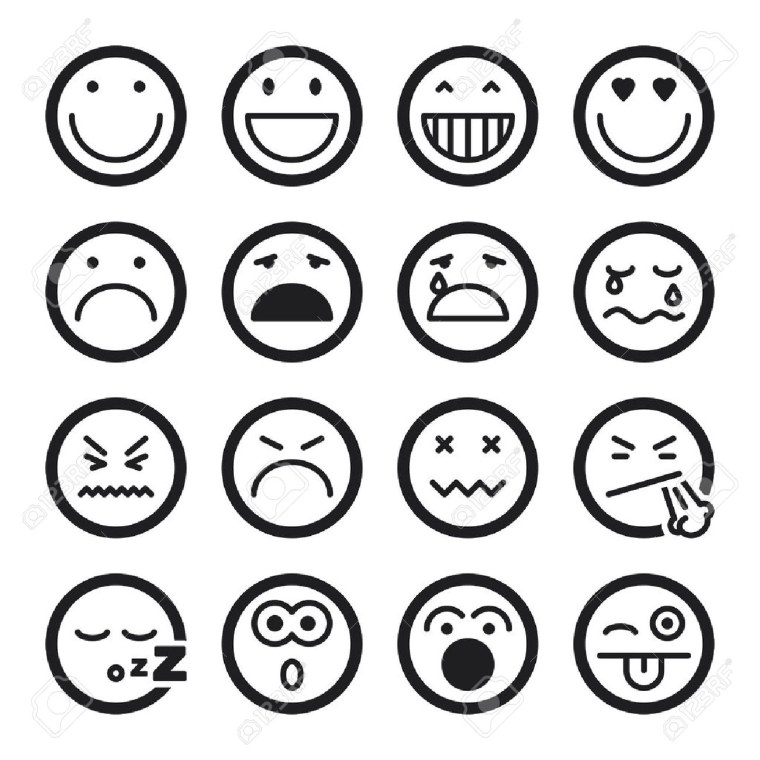 ЭМОДЖИ эмоции черно белые