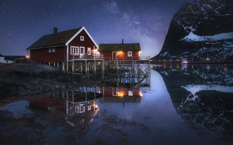 Норвегия Лофотенские острова домик красный