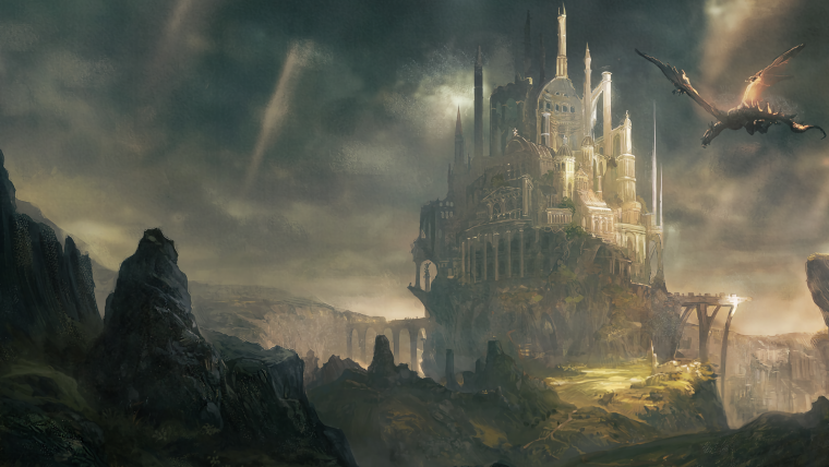 Medieval Fantasy Art город-замок