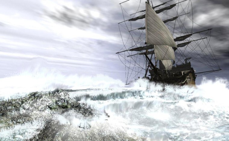 Парусный корабль в шторм