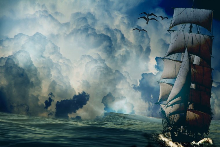 Парусный корабль в шторм