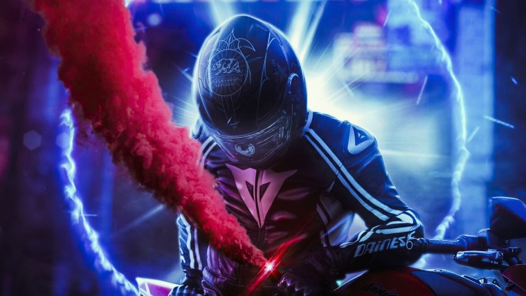 Человек в маске неон