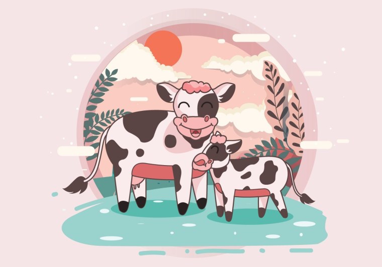 Розовая корова арт