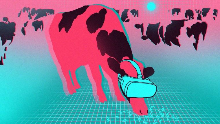Корова в VR очках иллюстрация
