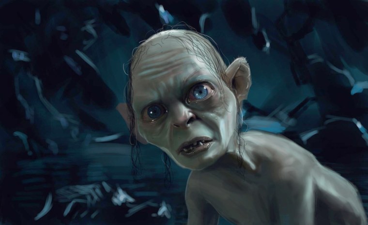 Голлум держит за руку Саурона