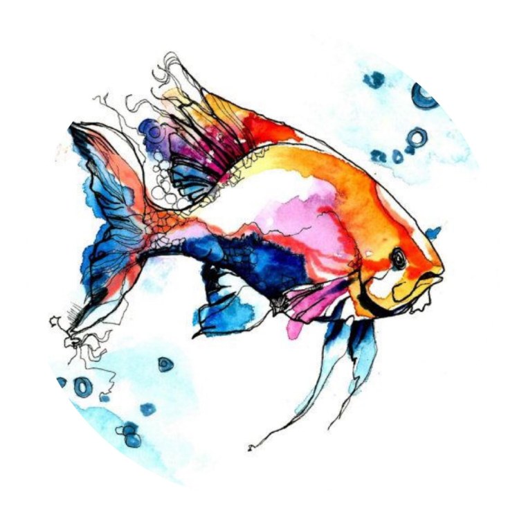 Тату рыбки акварель