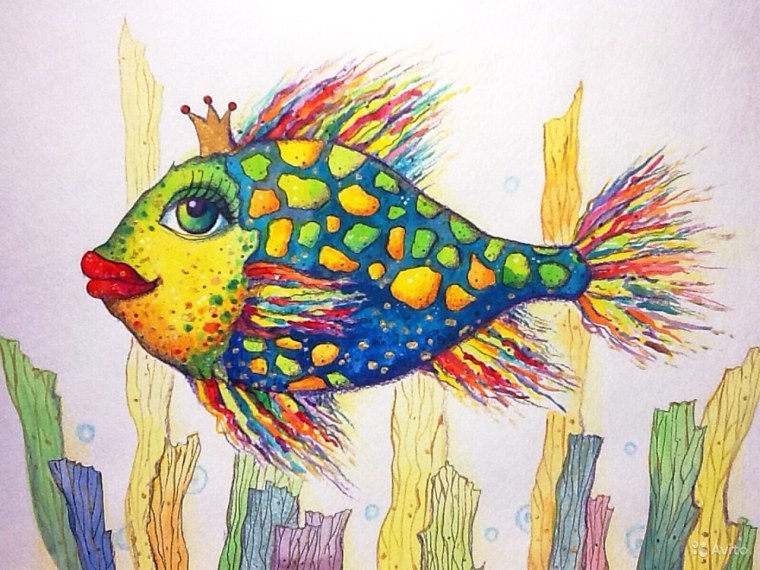 Сказочные рыбки декоративное рисование