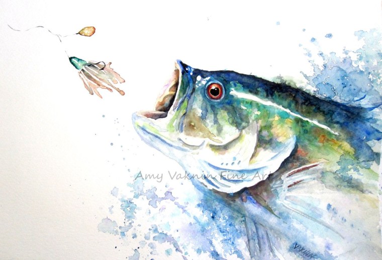 Окунь акварель