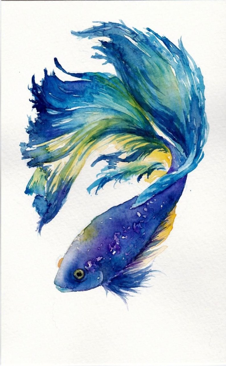 Рыбки акварелью