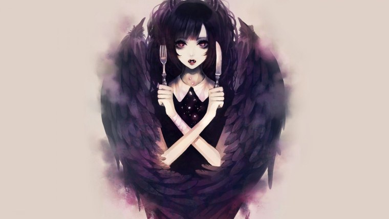 Аниме девушка в наушниках и капюшоне