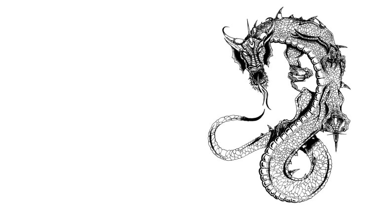 Тату дракона на белом фоне