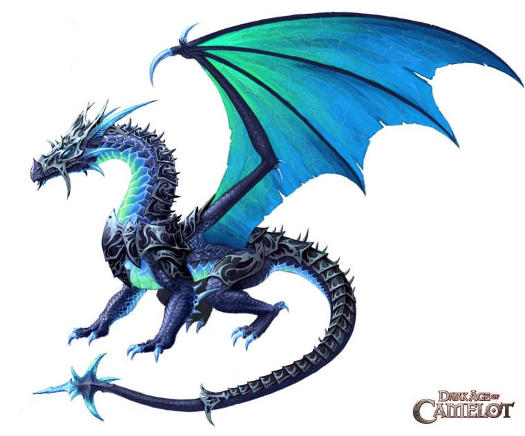 Синий дракон на белом фоне