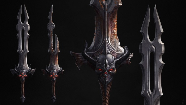 Демонический двуручный меч арт