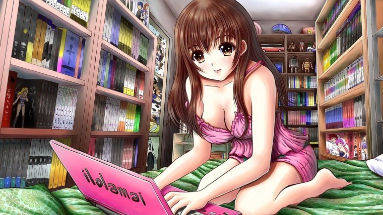 Аниме девушка с ноутбуком