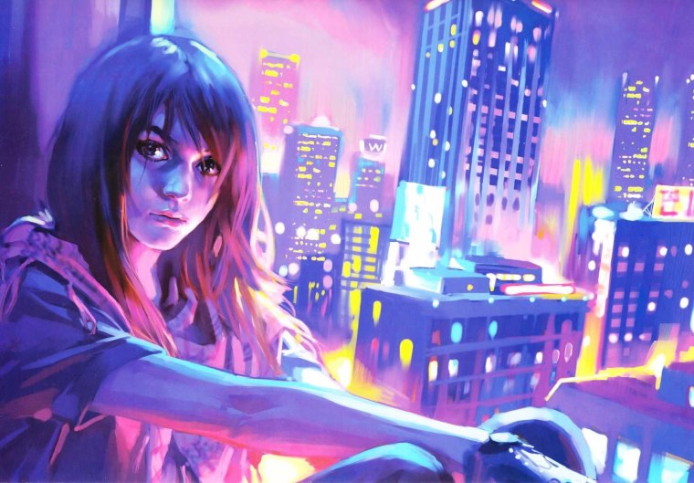 Девушка в городе арт