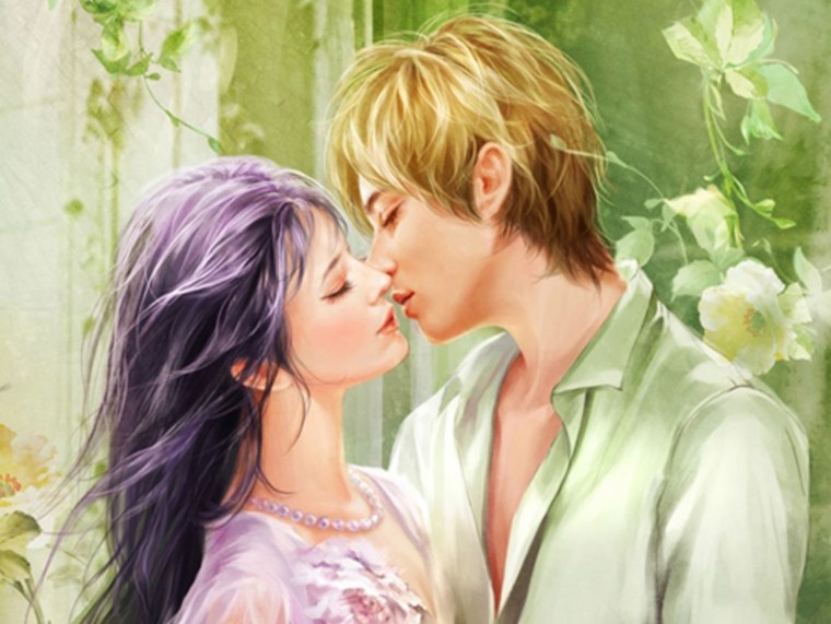 Блондин и брюнетка арт