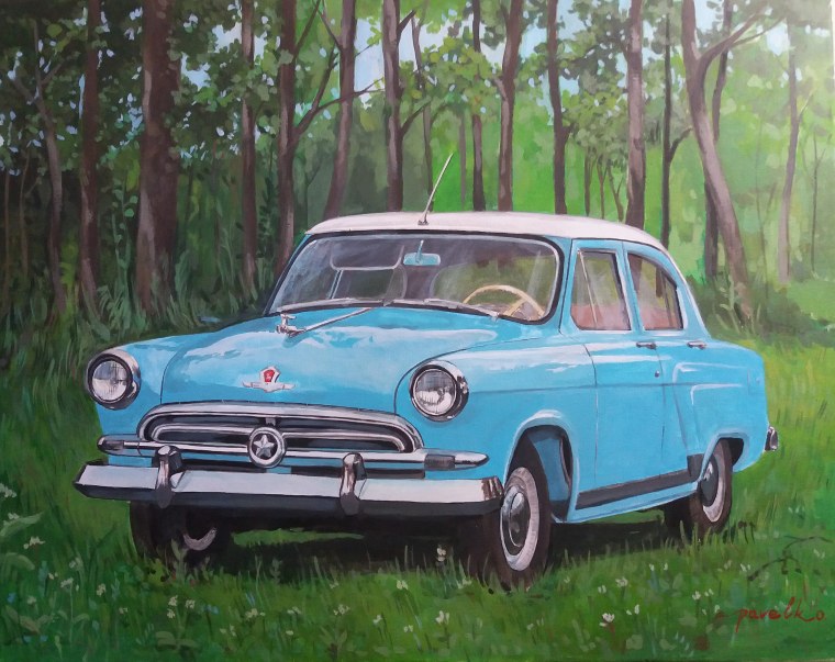 Волга ГАЗ 24 рисунок карандашами