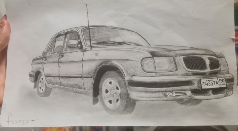 Волга рисунок карандашом