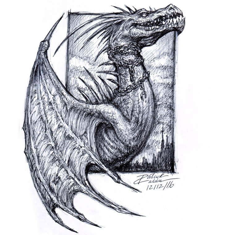 Дракон эскиз горизонтальный
