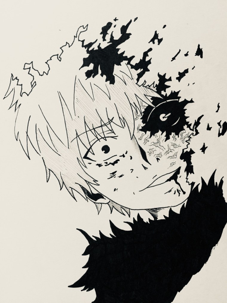 Канеки Кен черной ручкой