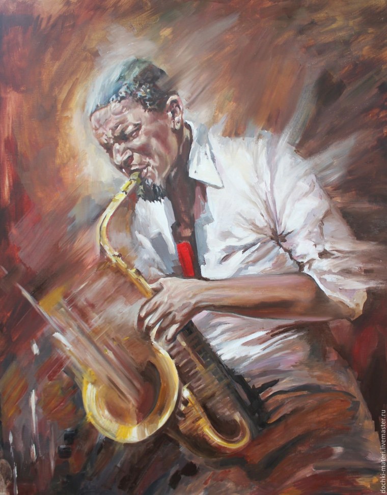 Саксофонист в джазе живопись