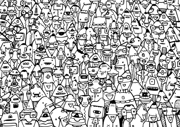 Много черно белых рисунков