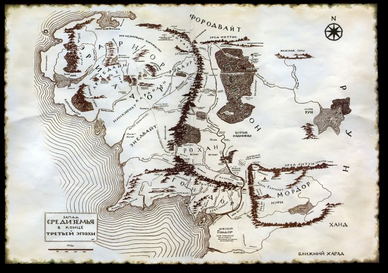 Карта Средиземья Толкин
