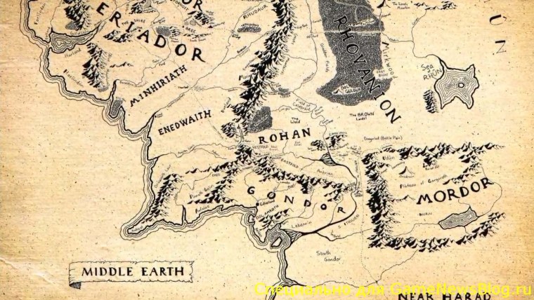 Карта Средиземья Властелин колец