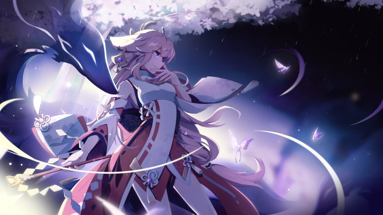 Мико Геншин арт