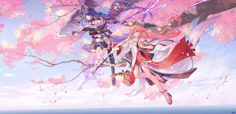 Мико Геншин арт