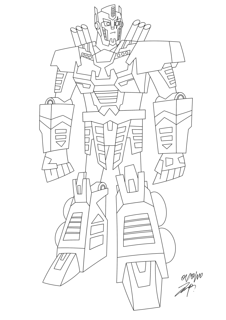 Раскраска Оптимуса Прайма из трансформеров