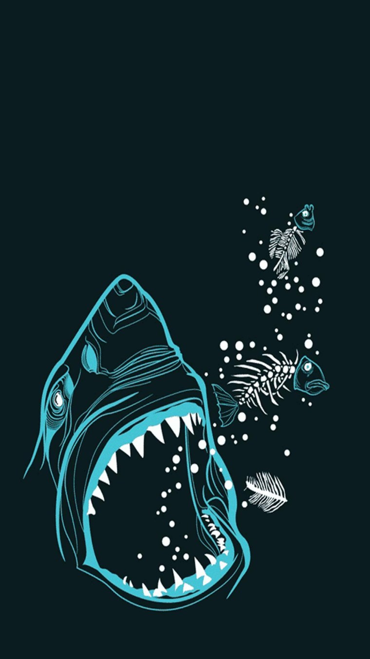 Акула на черном фоне