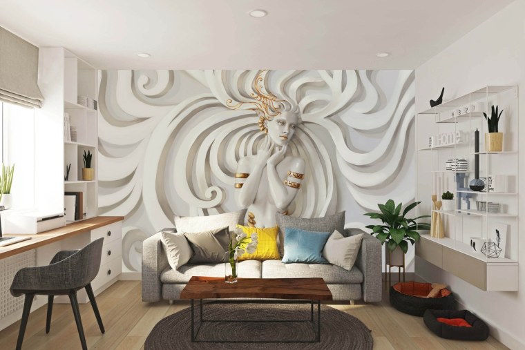 Обои в интерьере гостиной