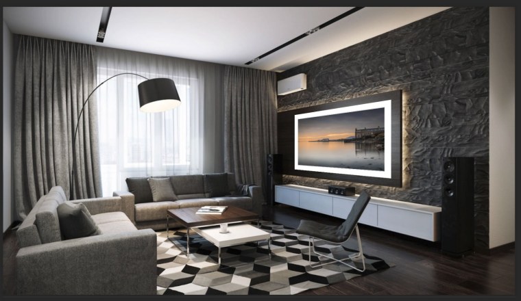 Комбинирование обоев в гостиной