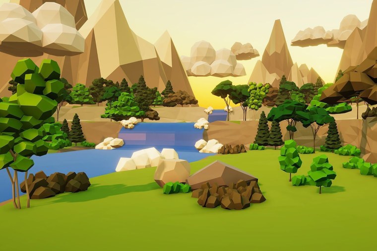 Лес 3d модель Low Poly