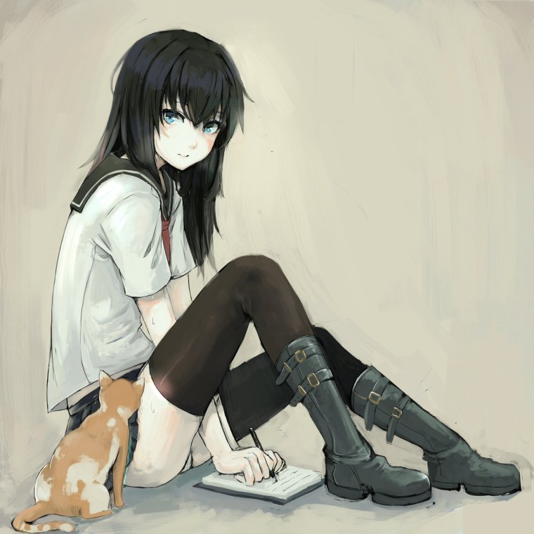 Аниме девушка с черными волосами