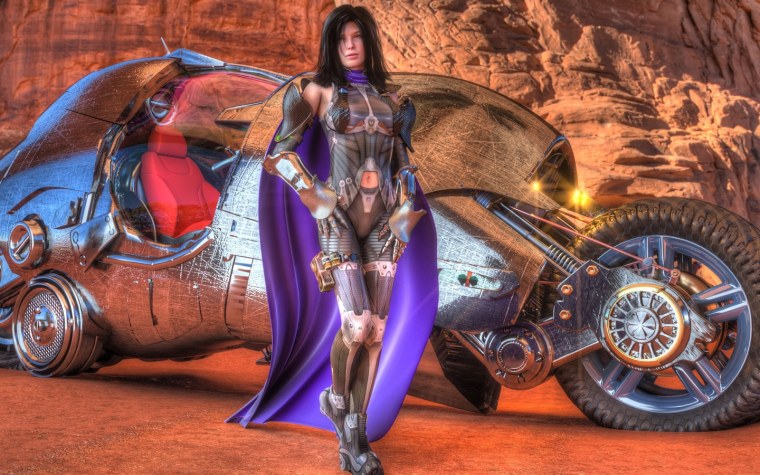 Девушка на мотоцикле арт