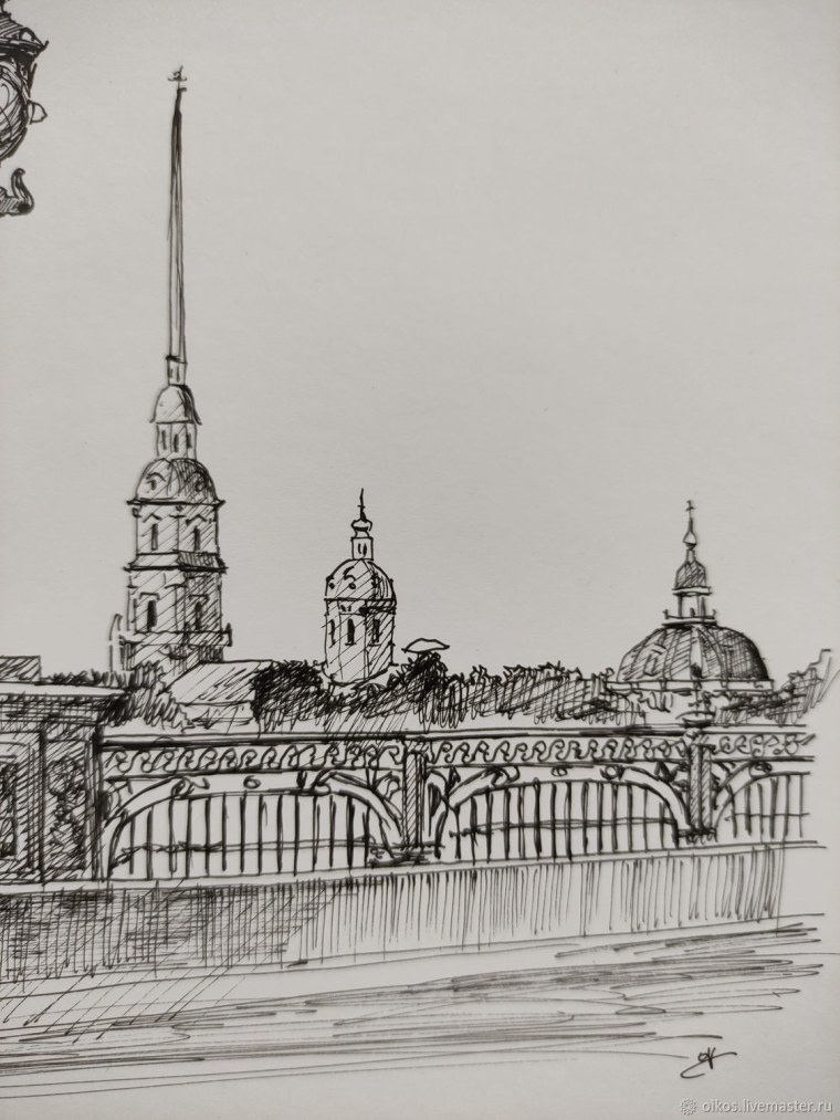 Дворцовый мост карандашом