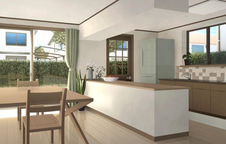 Аниме комната кухня