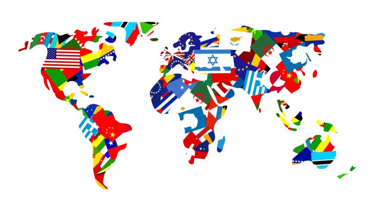 Разные страны на белом фоне