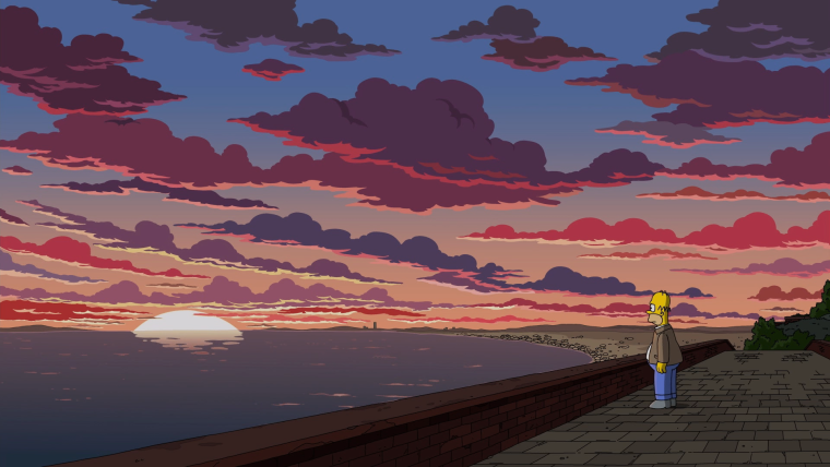 Гомер симпсон сидит на машине